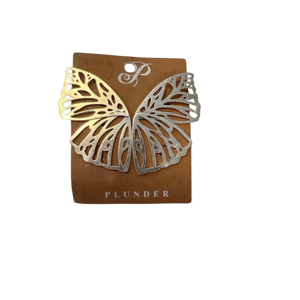 Plunder Design Trendy Fashion Jewelry Calliope Silver Butterfly Drop‎ Earrings